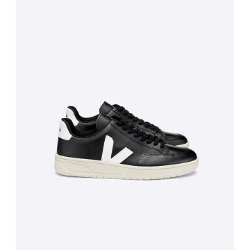 Veja V-12 LEATHER Sneakers Dames Black/White | BE 666VRW